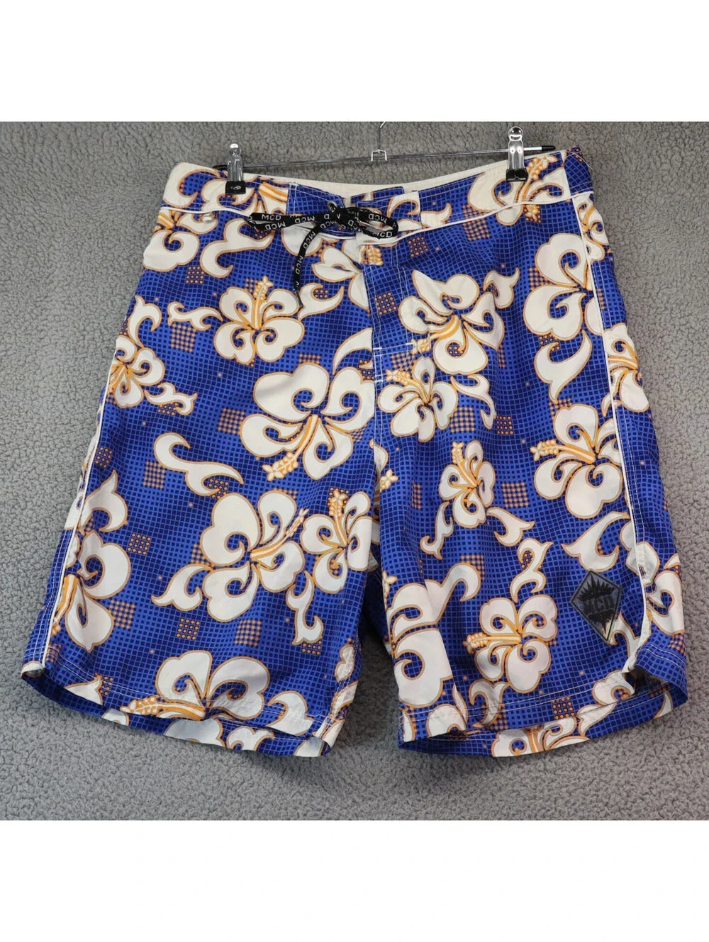 MCD Trunks Blue Men Swim Shorts Floral W34 / Large Hibiscus